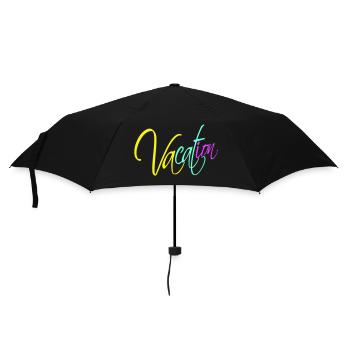 Vacation Spruch Text Insel Strand Schriftzug Logo - Regenschirm (klein) - Schwarz - Vorne
