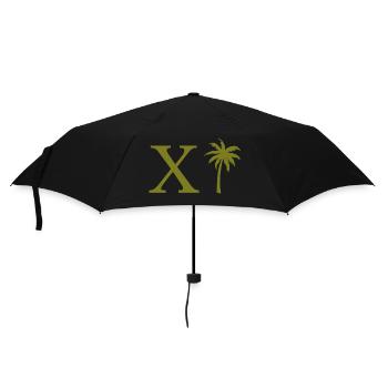 Buchstabe x Grüne Palme - Regenschirm (klein) - Schwarz - Vorne