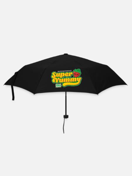 Erdbeeren und spaß - Regenschirm (klein) - Schwarz
