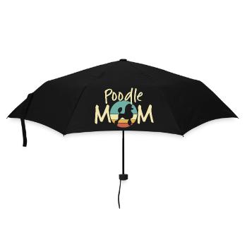 Pudel Mama Retro Sonnenuntergang Design - Regenschirm (klein) - Schwarz - Vorne