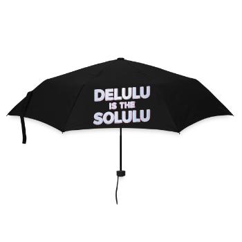 Delulu Is The Solulu 3D Silver Typography - Umbrella (small) - black - Front