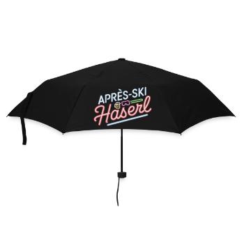 Apres Ski Haserl Hüttengaudi Skifahrerin Skihaserl - Regenschirm (klein) - Schwarz - Vorne