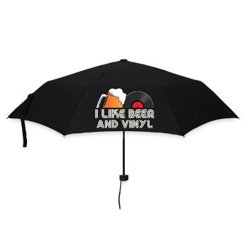 I Like Beer and Vinyl Retro Quote Design - Umbrella (small) - black - Front