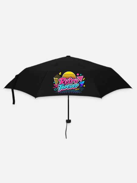 Retro Forever Neon 80er Vibe - Regenschirm (klein) - Schwarz