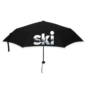 Ski Bergpanorama Typo Design - Regenschirm (klein) - Schwarz - Vorne
