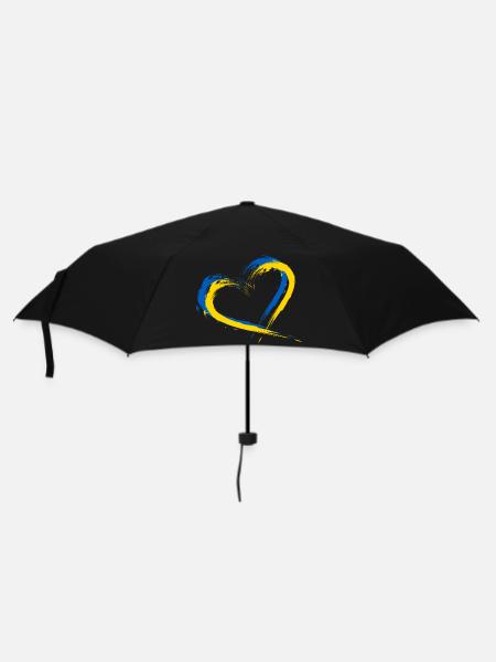 Herz Bürste Flagge der Ukraine Design Farbe Fahne - Regenschirm (klein) - Schwarz