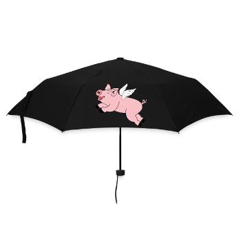Pig Flying Gift - Umbrella (small) - black - Front