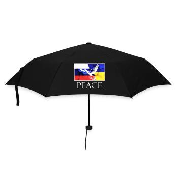 PEACE Russland Ukraine Friedenstaube - Regenschirm (klein) - Schwarz - Vorne