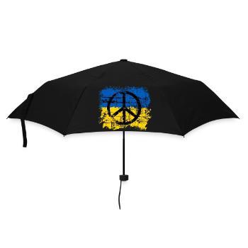 Ukraine Shirt mit Flagge und Peace Zeichen - Regenschirm (klein) - Schwarz - Vorne