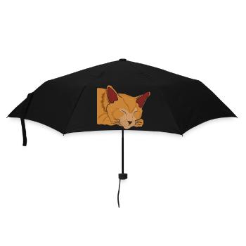 Sleeping Cat Illustration Gift - Umbrella (small) - black - Front
