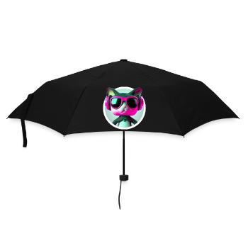 Katze Brille Turntable DJ Disco Club Kopfhörer - Regenschirm (klein) - Schwarz - Vorne