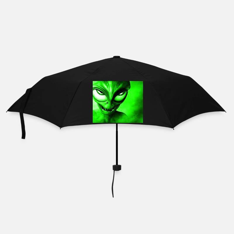Alien with Sharp Teeth Design - Green - Umbrella (small) - black