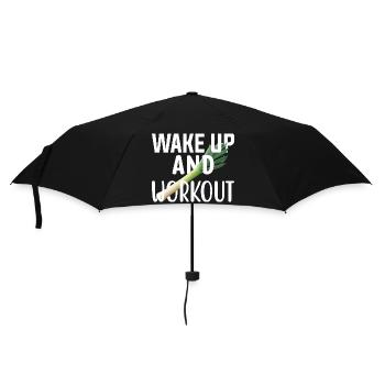 Wake up and workout Get up and exercise. - Umbrella (small) - black - Front