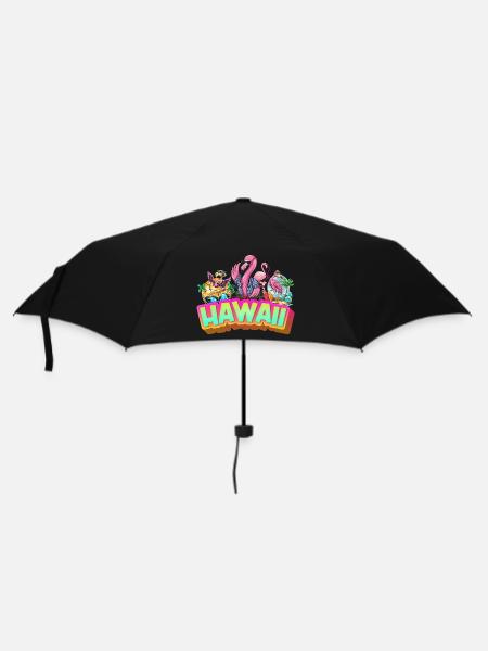 Hawaii Sommer Flamingo Palmen Strand Meer Urlaub - Regenschirm (klein) - Schwarz