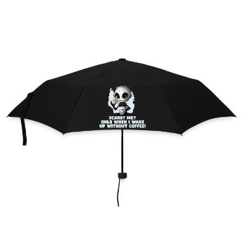 Kaffee Morgenmuffel Mitarbeiter Spruch Fun Tshirt - Regenschirm (klein) - Schwarz - Vorne