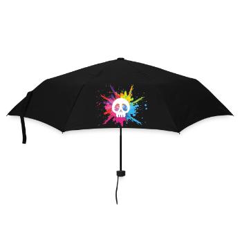 Weißer Schädel und bunte Explosion - Regenschirm (klein) - Schwarz - Vorne