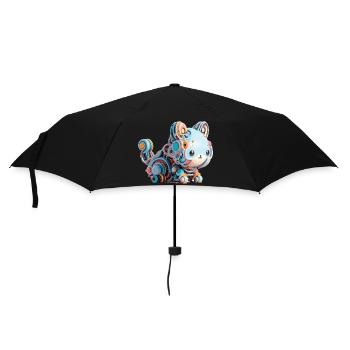 Chat Robot Abstrait Coloré - Parapluie standard - noir - Devant