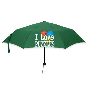 I Love Puzzles Piece Jigsaw Puzzle - Umbrella (small) - bottlegreen - Front