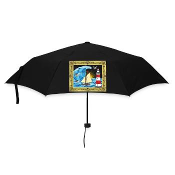 Sea Ship Maritime Seafarers Sailors Lighthouse - Umbrella (small) - black - Front