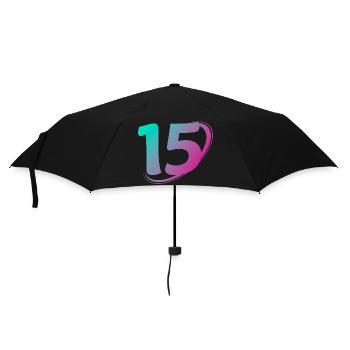 Nummer 15 mehrfarbig - Regenschirm (klein) - Schwarz - Vorne