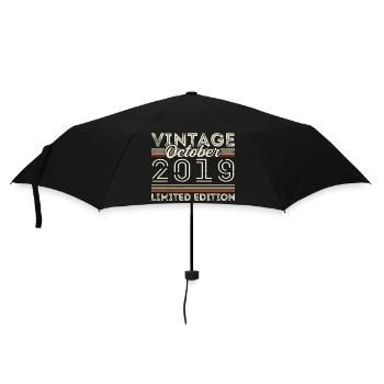 Oktober 2019 Geburtstag October 2019 Birthday Gift - Regenschirm (klein) - Schwarz - Vorne