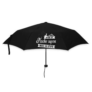 Wenn die Fische rufen muss ich gehen - Regenschirm (klein) - Schwarz - Vorne