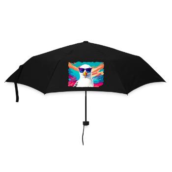 Funny seagull with sunglasses - Umbrella (small) - black - Front