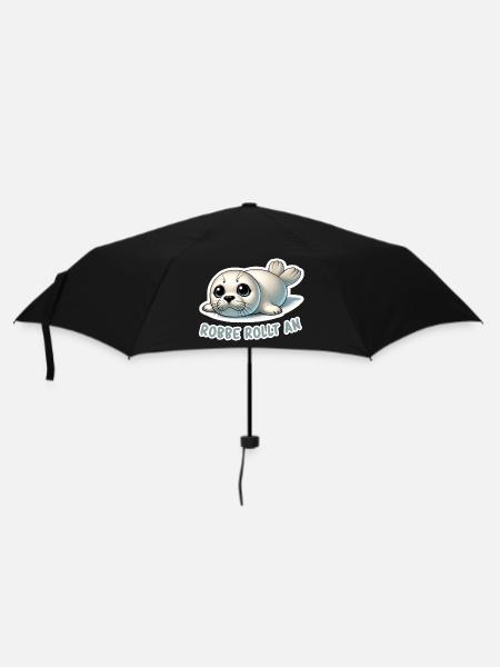 Robbe rollt an - Regenschirm (klein) - Schwarz