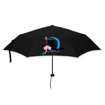 Le chat style Léonard de Vinci en cercle carré - Parapluie standard - noir - Devant