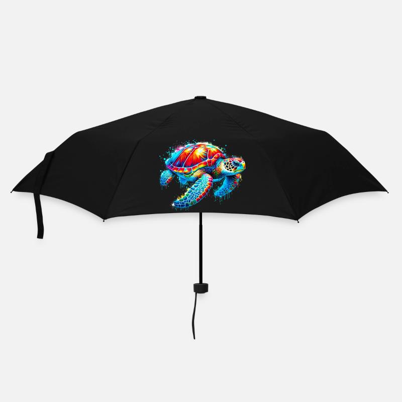 Schildkröte - Regenschirm (klein) - Schwarz