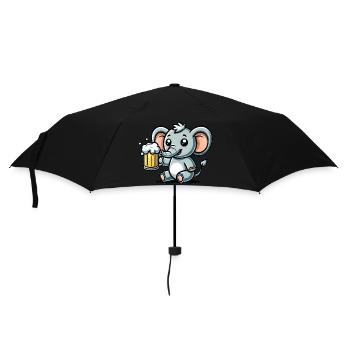 Cute Elephant Drinking Beer - Regenschirm (klein) - Schwarz - Vorne