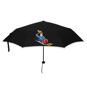 Entspannter Ski Hund Mit Sonnenbrille Und Mütze - Regenschirm (klein) - Schwarz - Vorne