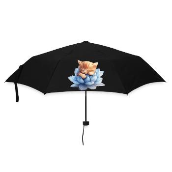 Kitten resting on blue succulents - Umbrella (small) - black - Front