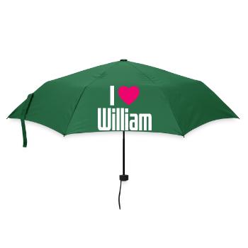 I Love William Pink Heart I Love William - Umbrella (small) - bottlegreen - Front