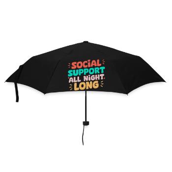 Social Worker Quote Support All Night Long Social - Umbrella (small) - black - Front