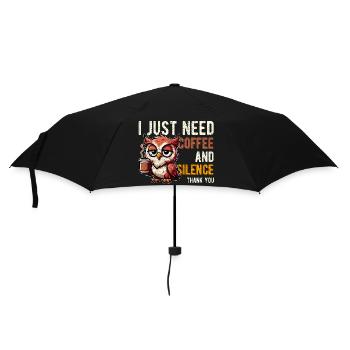 I Just Need Coffee and Silence Funny Owl - Umbrella (small) - black - Front