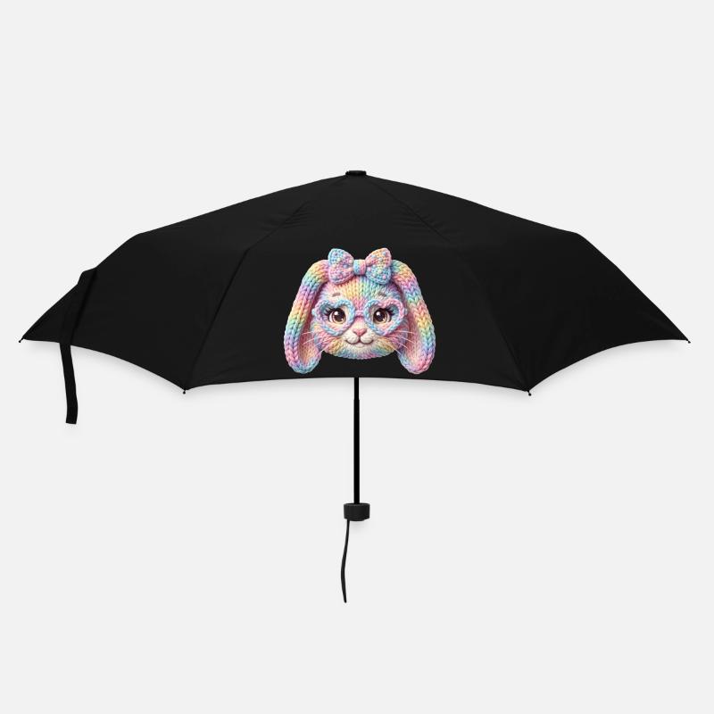 Osterhase Herz Brille Pastell Regenbogen Ostern - Regenschirm (klein) - Schwarz