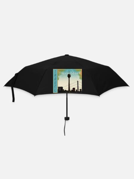 Düsseldorf Travel retro Reiseposter - Regenschirm (klein) - Schwarz