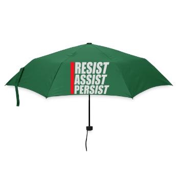 Resist Assist Persist Aktivismus Motivation Logo - Regenschirm (klein) - Flaschengrün - Vorne