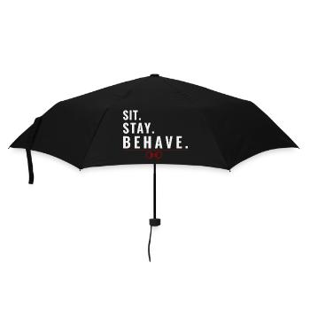 Assieds-toi. Reste. Comportez-vous bien. – Mentalité d’obéissance - Parapluie standard - noir - Devant