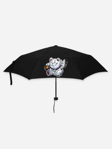 Heavy Metal Maneki-Neko (Winkekatze) - Regenschirm (klein) - Schwarz