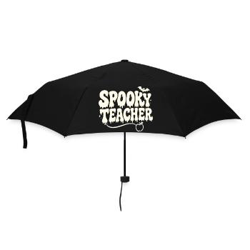 Halloween-Lehrer: Gruseliges Retro - Regenschirm (klein) - Schwarz - Vorne