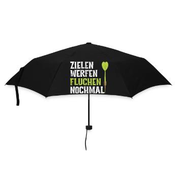Darts Zielen Werfen Fluchen Nochmal Dart Spruch - Regenschirm (klein) - Schwarz - Vorne
