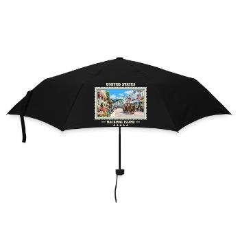 Vereinigte Staaten Mackinac Island Vintage Marke - Regenschirm (klein) - Schwarz - Vorne