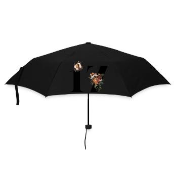 Blumen zum 17-jährigen Jubiläum (Geschenk von 17 Jahren) - Regenschirm (klein) - Schwarz - Vorne