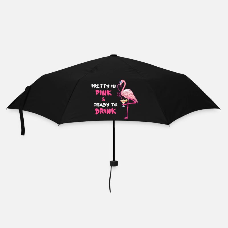 Flamingo Pretty In Pink And Ready To Drink - Regenschirm (klein) - Schwarz