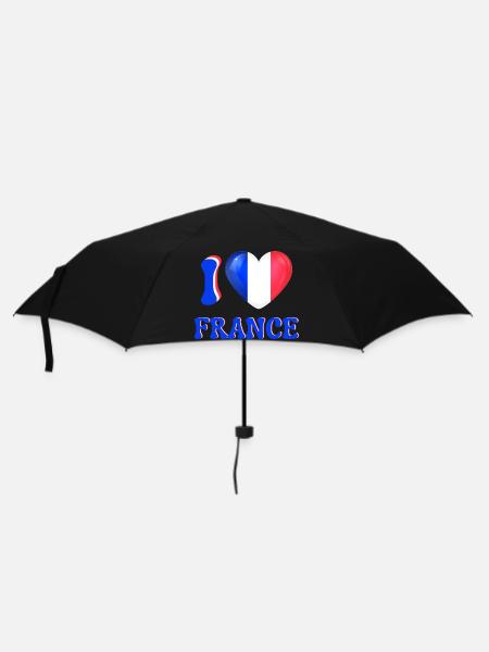 I love France Blue White Red Flag Heart - Umbrella (small) - black