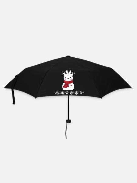 Weihnachtshirsch und Schneeflocken - Regenschirm (klein) - Schwarz
