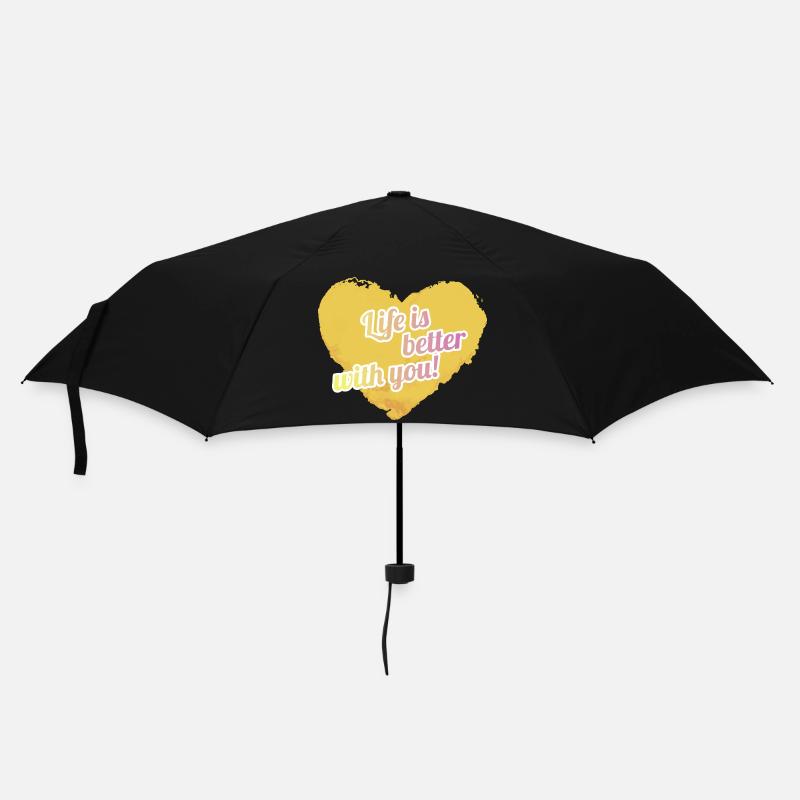 Leben mit dir ist schöner - Regenschirm (klein) - Schwarz