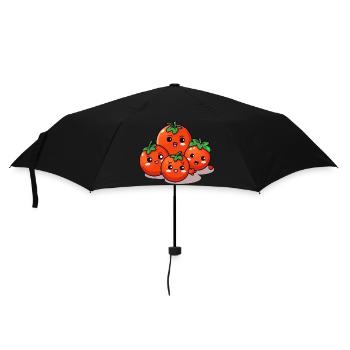 Kawaii tomato family - Umbrella (small) - black - Front